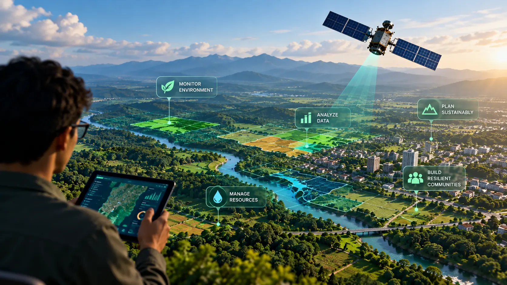 Satellite / drone landscape / fieldwork